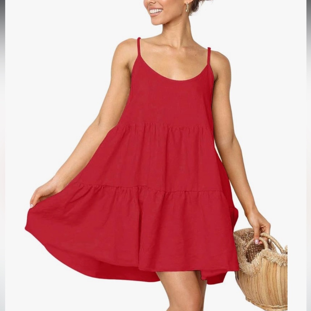 Red Sleeveless Tiered Dress